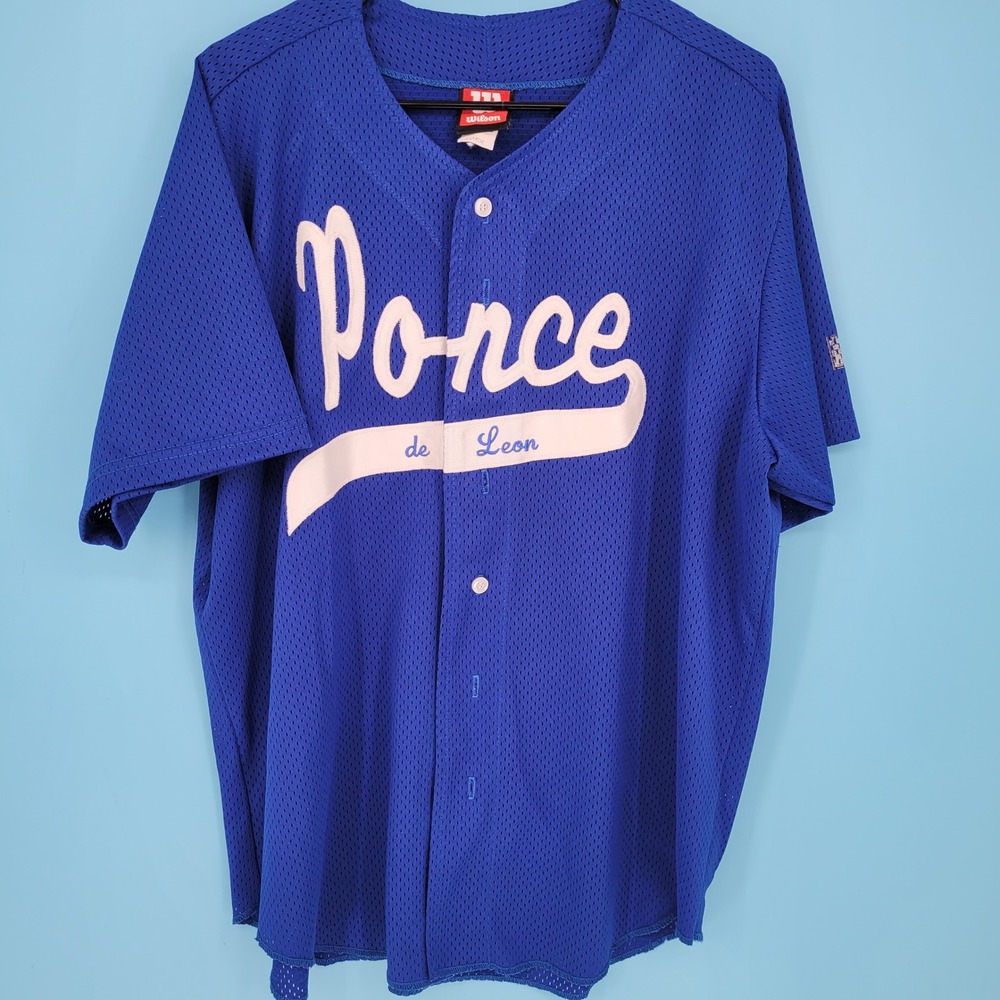 Wilson Baseball Jersey Mens XL Ponce de Leon Blue Mesh Vintage MLB stitched